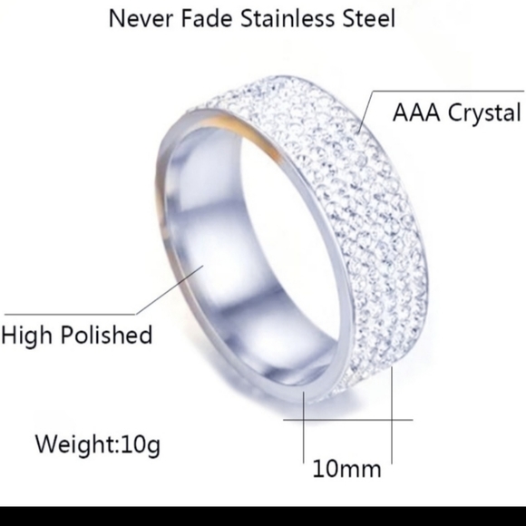 Five Row AAA Cz Band Ring - Picture 3 of 3